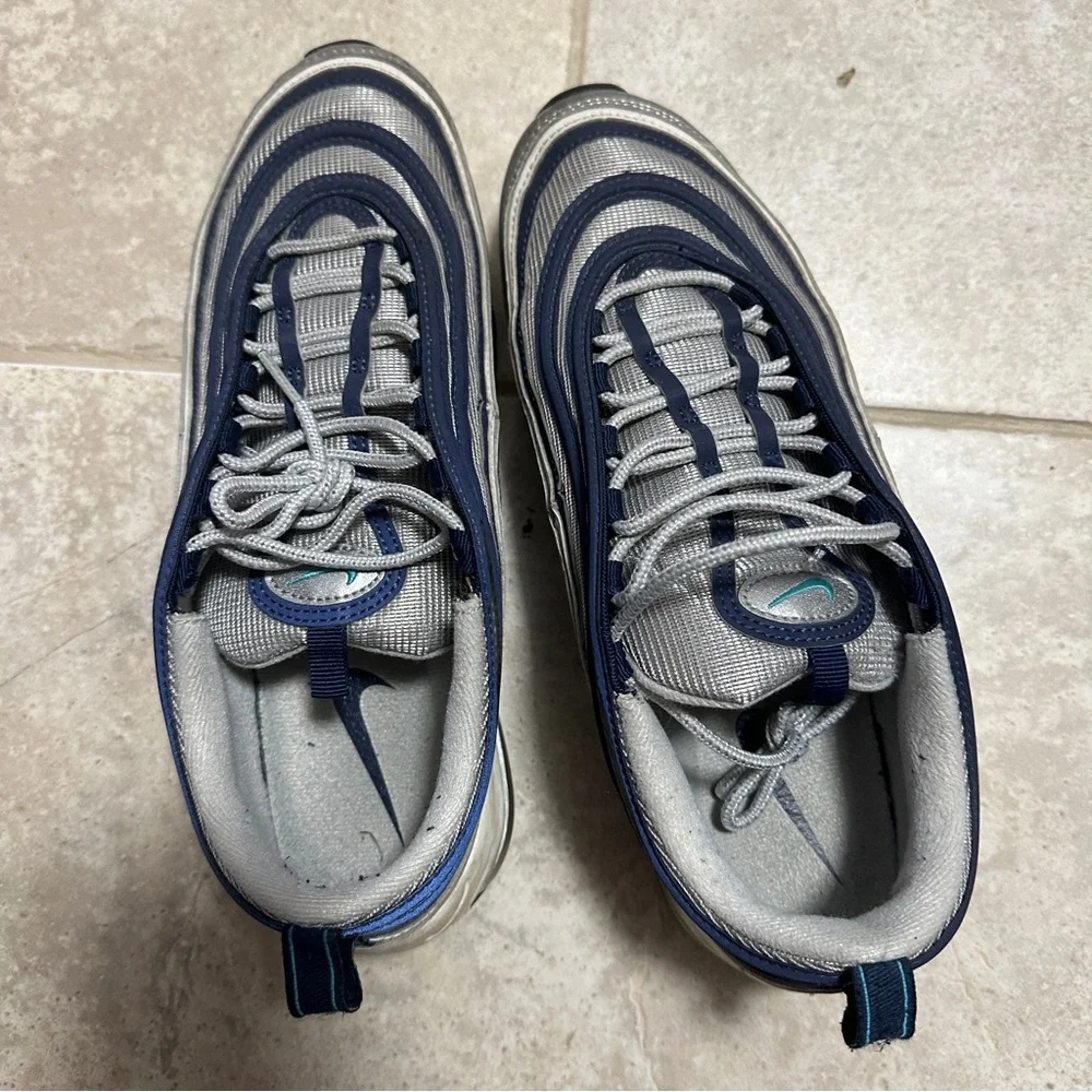 Nike Men's Air‎ Max 97 Shoes, Metallic Silver/Chlorine Blue size 10 used